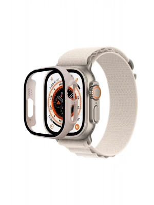 Newface Apple Watch Ultra 49mm Desert Camlı Kasa Ekran Koruyucu - Metalik Gold