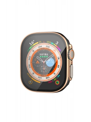 Newface Apple Watch Ultra 49mm Legend Camlı Kasa Ekran Koruyucu - Siyah-Gold