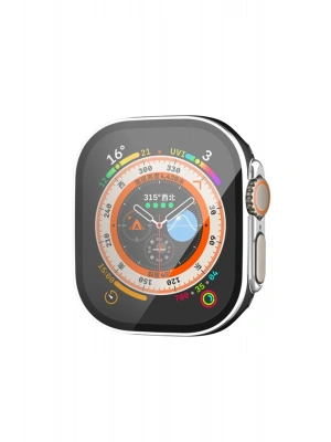 Newface Apple Watch Ultra 49mm Legend Camlı Kasa Ekran Koruyucu - Siyah-Gümüş