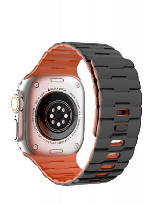 Newface Apple Watch Ultra 49mm Wowen Kordon - Siyah-Turuncu