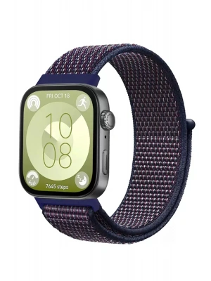 Newface Huawei Fit 4 Hasırlı Cırtcırtlı Kordon - Mavi-Beyaz