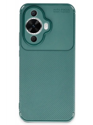 Newface Huawei Nova 12S Kılıf Auto Focus Karbon Kapak - Koyu Yeşil