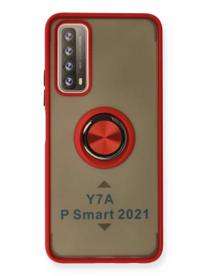 Newface Huawei P Smart 2021 Kılıf Montreal Yüzüklü Silikon Kapak - Kırmızı