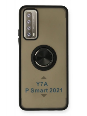 Newface Huawei P Smart 2021 Kılıf Montreal Yüzüklü Silikon Kapak - Siyah