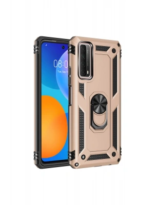 Newface Huawei P Smart 2021 Kılıf Sofya Yüzüklü Silikon Kapak - Gold