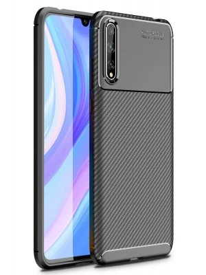 Newface Huawei P Smart S Kılıf Auto Focus Karbon Kapak - Siyah