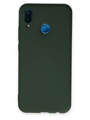Newface Huawei P20 Lite Kılıf Nano içi Kadife Silikon - Koyu Yeşil