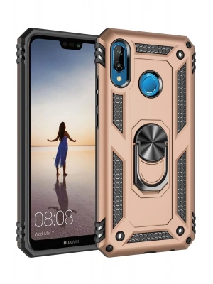 Newface Huawei P20 Lite Kılıf Sofya Yüzüklü Silikon Kapak - Gold
