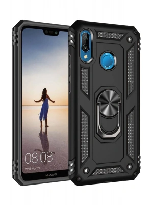 Newface Huawei P20 Lite Kılıf Sofya Yüzüklü Silikon Kapak - Siyah