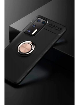 Newface Huawei P40 Kılıf Range Yüzüklü Silikon - Siyah-Gold