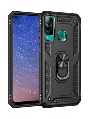 Newface Huawei P40 Lite E Kılıf Sofya Yüzüklü Silikon Kapak - Siyah