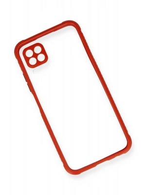 Newface Huawei P40 Lite Kılıf Miami Şeffaf Silikon - Kırmızı