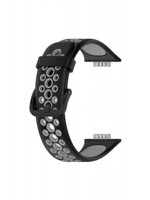 Newface Huawei Watch Fit 2 Spor Delikli Kordon - Siyah-Gri