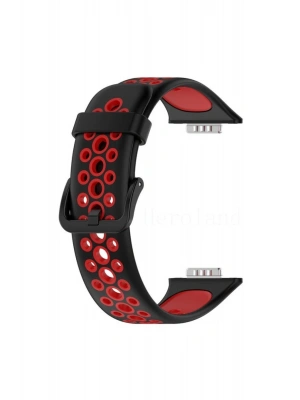 Newface Huawei Watch Fit 2 Spor Delikli Kordon - Siyah-Kırmızı