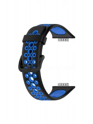 Newface Huawei Watch Fit 2 Spor Delikli Kordon - Siyah-Mavi