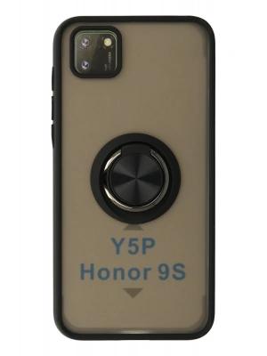 Newface Huawei Y5P Kılıf Montreal Yüzüklü Silikon Kapak - Siyah