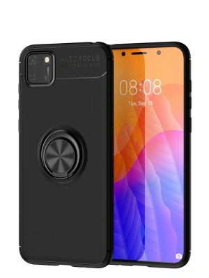 Newface Huawei Y5P Kılıf Range Yüzüklü Silikon - Siyah