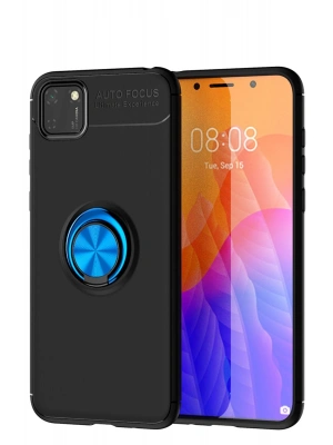 Newface Huawei Y5P Kılıf Range Yüzüklü Silikon - Siyah-Mavi