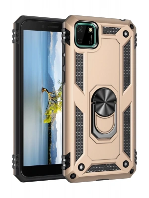 Newface Huawei Y5P Kılıf Sofya Yüzüklü Silikon Kapak - Gold