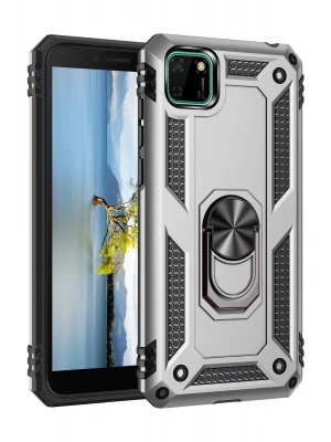 Newface Huawei Y5P Kılıf Sofya Yüzüklü Silikon Kapak - Gümüş