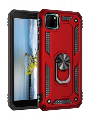 Newface Huawei Y5P Kılıf Sofya Yüzüklü Silikon Kapak - Kırmızı