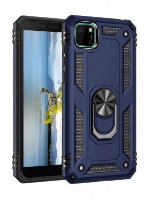 Newface Huawei Y5P Kılıf Sofya Yüzüklü Silikon Kapak - Lacivert