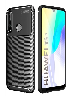 Newface Huawei Y6P Kılıf Auto Focus Karbon Kapak - Siyah