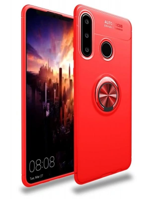 Newface Huawei Y6P Kılıf Range Yüzüklü Silikon - Kırmızı