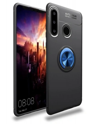 Newface Huawei Y6P Kılıf Range Yüzüklü Silikon - Siyah-Mavi