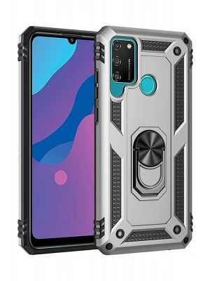 Newface Huawei Y6P Kılıf Sofya Yüzüklü Silikon Kapak - Gümüş