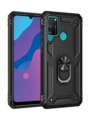 Newface Huawei Y6P Kılıf Sofya Yüzüklü Silikon Kapak - Siyah