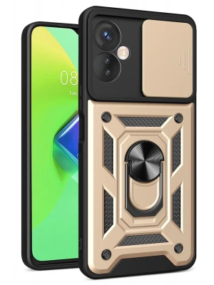 Newface İnfinix Hot 30 4G Kılıf Pars Lens Yüzüklü Silikon - Gold