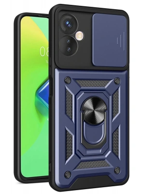 Newface İnfinix Hot 30 4G Kılıf Pars Lens Yüzüklü Silikon - Lacivert