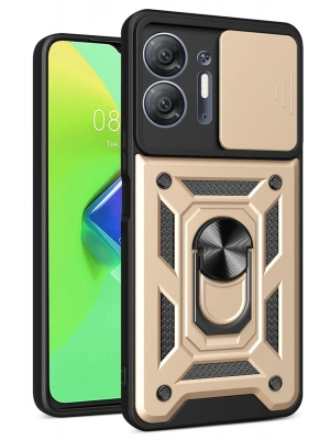 Newface İnfinix Hot 30 5G Kılıf Pars Lens Yüzüklü Silikon - Gold