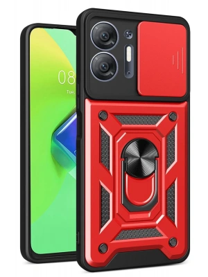 Newface İnfinix Hot 30 5G Kılıf Pars Lens Yüzüklü Silikon - Kırmızı