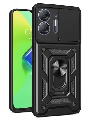 Newface İnfinix Hot 30 5G Kılıf Pars Lens Yüzüklü Silikon - Siyah