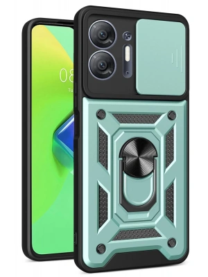 Newface İnfinix Hot 30 5G Kılıf Pars Lens Yüzüklü Silikon - Yeşil