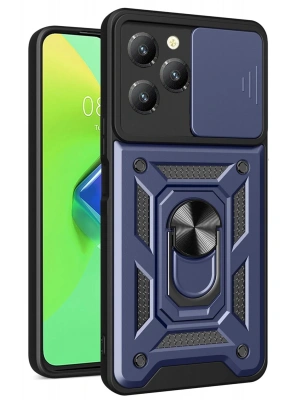 Newface İnfinix Hot 40 Pro Kılıf Pars Lens Yüzüklü Silikon - Lacivert