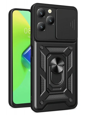 Newface İnfinix Hot 40 Pro Kılıf Pars Lens Yüzüklü Silikon - Siyah