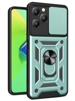 Newface İnfinix Hot 40 Pro Kılıf Pars Lens Yüzüklü Silikon - Yeşil