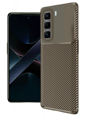 Newface İnfinix Hot 50 4G Kılıf Auto Focus Karbon Kapak - Kahverengi