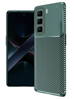 Newface İnfinix Hot 50 4G Kılıf Auto Focus Karbon Kapak - Koyu Yeşil