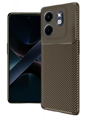 Newface İnfinix Smart 9 Kılıf Auto Focus Karbon Kapak - Kahverengi