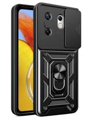 Newface İnfinix Zero 30 4G Kılıf Pars Lens Yüzüklü Silikon - Siyah