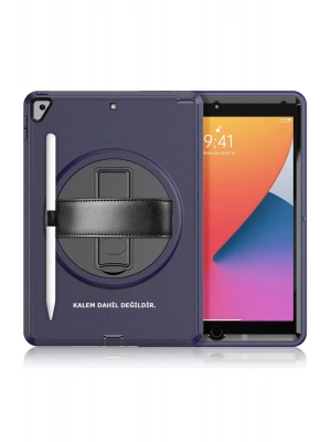 Newface iPad 10.2 (7.nesil) Kılıf Hand Strap Tablet Kılıfı - Lacivert