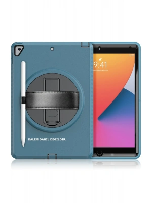 Newface iPad 10.2 (7.nesil) Kılıf Hand Strap Tablet Kılıfı - Turkuaz