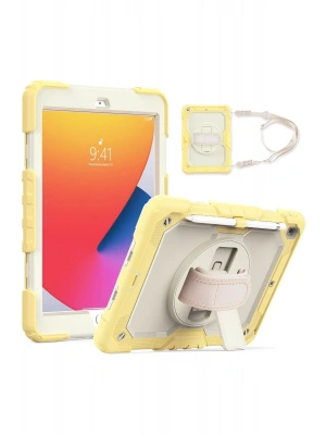 Newface iPad 10.2 (7.nesil) Kılıf Strap New Tablet Kapak - Sarı