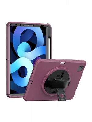 Newface iPad 2022 10.9 (10.nesil) Kılıf Hand Strap Tablet Kılıfı - Mürdüm