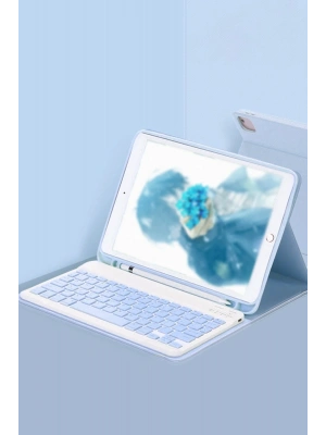 Newface iPad 5 Air 9.7 Kılıf KC01 Smart Klavyeli Tablet Kılıfı - Mavi