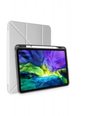 Newface iPad Pro 11 (2024) Kılıf Kalemlikli Mars Tablet Kılıfı - Gri